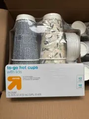 To-Go Hot Cups with Lids 12 count (6) Pack- Total 72 pcs.