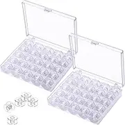 Transparent Plastic Sewing Machine Bobbins - Upgraded 50 Pcs Sewing Machine Bobbins with Bobbin Case for Brother Singer Babylock Janome Kenmore