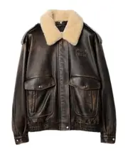 Nappa leather bomber jacket IT38 coffee brown