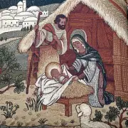 Nativity Baby Jesus in Manger Christmas Woven Tapestry Throw Blanket 60"x48” New