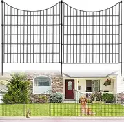 10 Panels No Dig Decorative Garden Fence for Yard, 32 in(H) X 24 ft(L) Rustproof Metal Wire Animal Barrier Fence for Dogs, Rabbits, Landscape Edging, and Patio with 11 Temporary Fencing Stakes