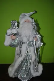 New WIZARD Santa doll WHITE Christmas White-haired beard robe hat 26" sequin
