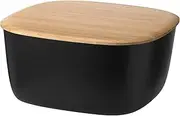 RIG-TIG Bread Bin Box-IT - Storage Box for Bread, Rolls, Biscuits, Pastries, Chopping Board as Lid - Scandinavian Design, Kitchen Accessories - Black