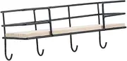 Cabilock Modern Wall Mounted Storage Rack with Hooks Decorative Shelf Organizer for Keys Plants and Items Easy Install Black Wrought Iron Holder Hooks