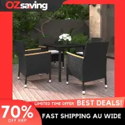 Garden Dining Set 5 Piece Black Cream White Cushions Weather Resistant 9770