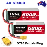 2pcs HRB 6S 6000mAh XT90 22.2V 100C LiPo Battery for RC Drone Helicopter Quad AU