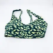 OFFLINE By Aerie Goals Plunge Sports Bra Green Black Print Size Medium