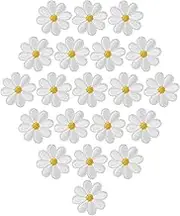 Jeufun 20pcs Daisy Flower Patch, Embroidered Sew On/Iron On Applique for DIY Crafts, T-Shirt, Pants, Bags, Hat, Jeans