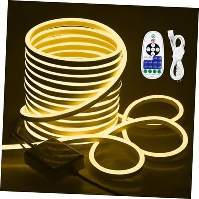 50FT Neon Rope Lights Dimmable Neon LED Light Strip Outdoor Waterproof 3000K