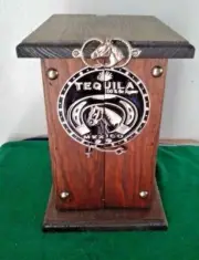 Mexican Barware Tequila Shot Glass Set Wood Box Display Western Horse Horseshoe