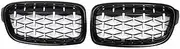 Chrome Diamond Kidney Grilles Front Bumper Grille Compatible With BMW 3 Series F30 F35 F31 320i 325i 328i 330i 2012-2018 Car Accessories(Silver and Black)