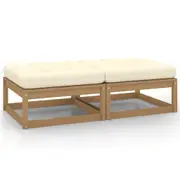 Garden Footstools with Cushions 2 pcs Honey Brown Solid Pinewood vidaXL