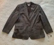 NYGard Brown Plaid Lined Blazer Jacket Size 16