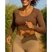 Women's Running Top Running Shirt henley shirts Slim Pullover Long Sleeve Tee Tshirt Breathable Quick Dry Lightweight Elastic Tennis Golf Running Sportswear Ac