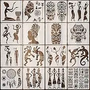 Zonon 16 Pieces African Tribal Stencils Congo Mask Stencil Tribal Faces Stencil African Stencil Template Art and Craft Wall Painting Stencil and Metal Open Ring for Painting on Wood Wall Decor
