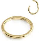 Hinged 14K Solid Gold Nose Rings Hoops - 16G Septum Rings CZ Clicker Hypoallerge