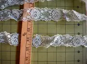 LITE BLUE FLAT LACE TRIM SCALLOPED 100% POLY 1 1/4 INCHES WIDE 24 YARDS