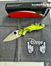 SPYDERCO CUSTOM “PIMPED DOMINO FLIPPER” FOLDING POCKET KNIFE 3.13" CTS-XHP BLADE