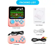 Handheld game console, mini retro game console with 666 classic games, 3.5 inch color screen handheld game console supports TV connection, 2 players (pink)