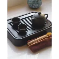 在飛比找ETMall東森購物網優惠-黑檀木小型茶盤一人用家用蓄水茶海簡易茶臺天然高端實木茶具托盤