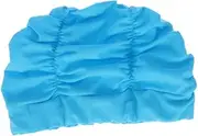 1Pc Women Pleated Swim Cap Hair Ear Protection for Swimming Lightweight Design Lake Blue