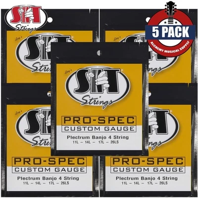 5-PACK SIT PB41126 Pro-Spec Custom Gauge Plectrum Banjo Strings 11-26