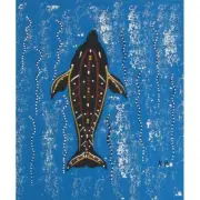Dolphin | Aboriginal Art Hand Painted Canvas - 36x30cm