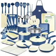 Nutrichef 54-Piece Ceramic Non-Stick Cookware Set, Cool-Touch Handles, All Cookt