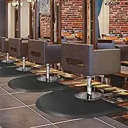 Barber Shop Chair Mat - Anti-Fatigue Floor Mat 5′x3′ - Black Semi Circle Salon Mat - 1/2" Thick Office Comfort Mat