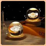 Glowing Planetary Galaxy Crystal Ball Night Lights USB Power Warm White Bedside Light Christmas Kid Gift Night Lamp