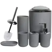Bathroom Accessories Set Bath Ensemble Includes Soap Light Grey-6pcs