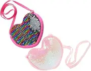 [Baluue] 2pcs Heart-Shaped Sequin Pack Small Shoulder À Cute Purse Purses Glitter Sparkle for Rhinestone Little Iridescent Coin Heart Shaped Purse Bag Sparkly Polyester
