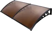 Instahut Window Awning Brown PC Panel with Black Bracket Outdoor Door Canopy ...