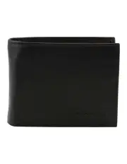 [PIERRE CARDIN] Italian Leather Two Tone Bi-Fold Wallet in Black/Cognac