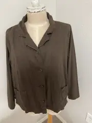 NWT FLAX Brown Women’s 100% Linen Oversized Jacket Lagenlook Pockets XL