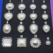 No Scratch White Rhinestone Pearl Imitation Buttons Flat Back Craft Button 10Pcs