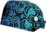 [FVQL] Pack of 2 Surgical Cap Nursing Hats for Women, Scrub Cap, Vintage Pattern Floral Texture