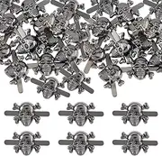 SUPERFINDINGS 20Pcs Skull Prong Studs Alloy Skull Clasp Ghost Brads Decorative Studs for Bag Belt Jacket Hat Leathercraft Replacement Accessories(Gunmetal), 11.5x22x7mm