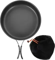 Abaodam 1 Set Portable Camping Frying Pan Metal Griddle for Outdoor Cooking Non Stick Coating Easy to Clean for Picnics and Travel Includes Carry Bag