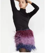 NWT Cynthia Rowley Purple Ombre Ostrich Feather Vera Mini Skirt Size 4
