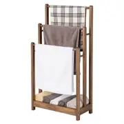Costway Freestanding Wooden Towel Rack 3-Tier Towel Rack Holder w/Bottom Storage Shelf Coffee