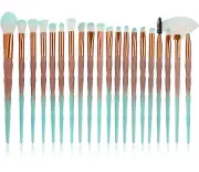 20 Piece Makeup Brush Set, Nail Dust Remover Art Brush Polishing Brush(green Coffee)