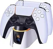 TNP PS5 Dual Charging Docking Station Charger Compatible with Sony PlayStation 5 Official Dualsense Wireless Controller, Fast Charge Port Dock Stand Accessories with USB-C Cable Cord LED Indicator