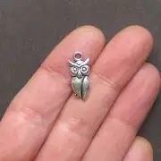 8 Owl Charms Antique Silver Tone - SC1442