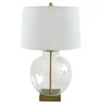 [Florabelle Living] Ellyn Glass and Brass Lamp with White Linen Shade - Lamp Base & Shade