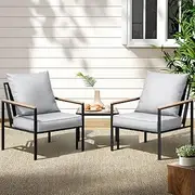 Gardeon Outdoor Bistro Set Steel Patio Furniture Table and Chairs Black