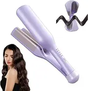 French Wave Curling Iron, Romantic French Egg Roll Curling Iron, Romantic French Egg Curling Iron, French Egg Roll Curling Iron, V-Shape Ceramic Big Waves Hair Crimper (Purple) (Purple)