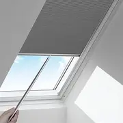 Manual Cellular Shades Cordless Honeycomb Blinds Full Blackout Fabric Window Shades for Skylight（Dark Grey） W(60~70) cm×H(80~100) cm