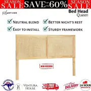 Artiss Bed Head Headboard Queen Rattan Pine Wood Frame Classic Bedhead Queen New