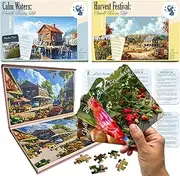 QUOKKA 100 Pieces Dementia Puzzles for Elderly - Large Piece Activities Products for Seniors - 3 Alzheimers Jigsaw Puzzle Games for Adults Little Town Life - Cognitive Gifts for Men and Women